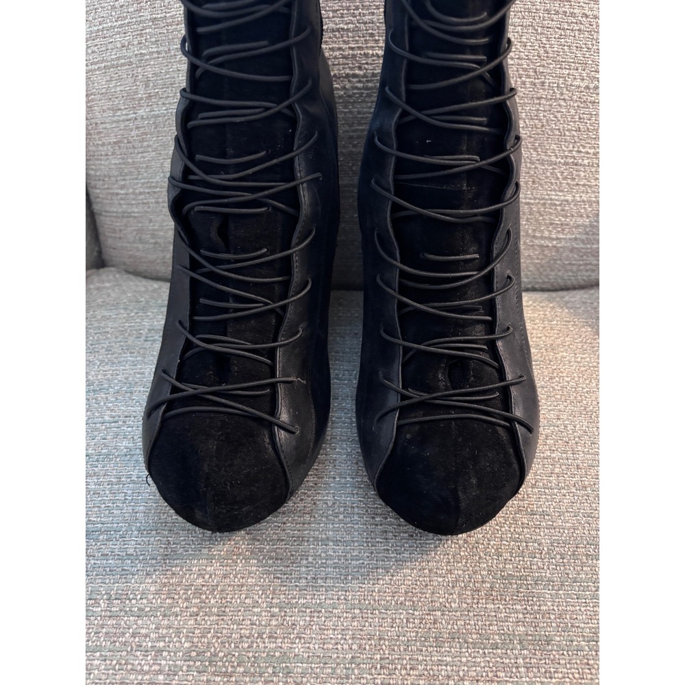 Jeffrey Campbell Ronson Black Leather Suede Lace Up Platform Ankle Boots 10M - Picture 4 of 10